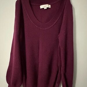 LOFT Women's Rich Plum Crew Neck Sweater